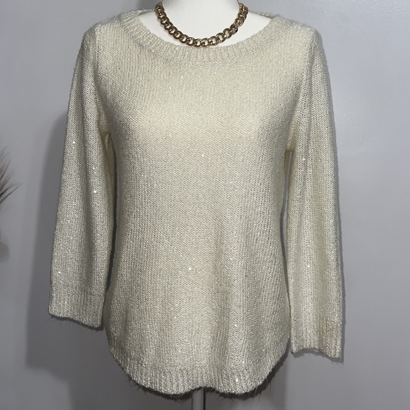 ANNE KLEIN WOMEN’S SEQUINNED KNITTED SWEATER - Picture 3 of 10